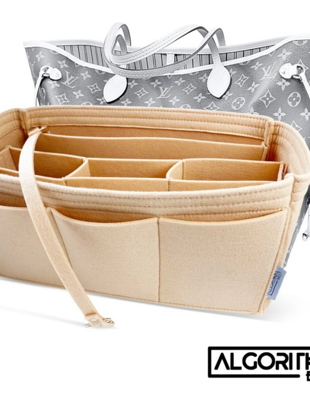 Brand New Louis  Vuitton Neverfill Beige Felt Purse Organizer Insert